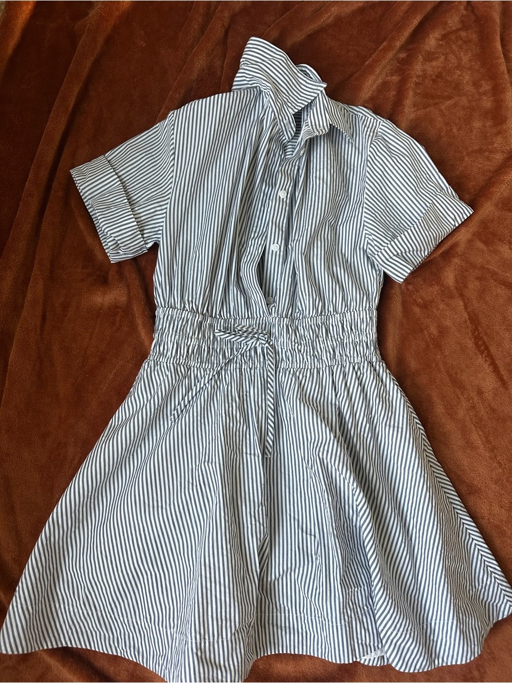 Aritzia Babaton Bluish/ grayish  Striped Casual Button-Down Shirt
